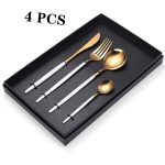 Set 4 tacamuri din inox,alb-auriu, Venustar - imagine 4