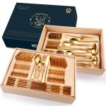 Set tacamuri din inox,72 piese cu diplomat, Venustar,gold