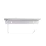 Suport hartie igienica aluminiu, culoare alba, cu etajera - imagine 3