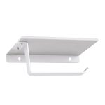 Suport hartie igienica aluminiu, culoare alba, cu etajera - imagine 4