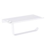 Suport hartie igienica aluminiu, culoare alba, cu etajera