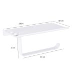 Suport hartie igienica aluminiu, culoare alba, cu etajera - imagine 2