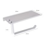 Suport hartie igienica aluminiu,gri mat, cu etajera - imagine 2