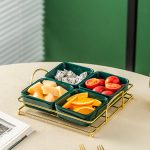 Tava fructe, cu patru, compartimente, verde auriu