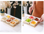 Tava fructe, cu sase compartimente, alb-auriu - imagine 3
