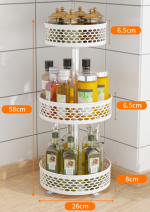 Organizator bucatarie alb, rotund,cu trei nivele 58X26X6,5 CM - imagine 3