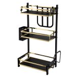 Suport vesela Venustar cu trei nivele,negru-gold 32,5X20X60 CM