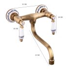 Baterie bucatarie Venustar, montare pe perete, bronz antichizat cu broderie ceramica - imagine 4