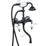 Baterie cada Venustar, montare pe perete, pipa lunga mobila , negru mat cu broderie ceramica - imagine 2