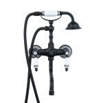 Baterie cada Venustar, montare pe perete, pipa lunga mobila , negru mat cu broderie ceramica - imagine 3