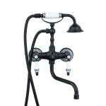 Baterie cada Venustar, montare pe perete, pipa lunga mobila , negru mat cu broderie ceramica - imagine 4