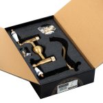 Baterie bucatarie Venustar, montare pe perete, tip lebada, bronz antichizat cu broderie ceramica - imagine 2