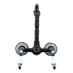 Baterie bucatarie Venustar, montare pe perete, tip lebada , negru mat cu broderie ceramica - imagine 5