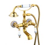 Baterie cada Venustar, montare pe perete, gold, cu broderie ceramica