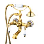 Baterie cada Venustar, montare pe perete, gold, cu broderie ceramica - imagine 4