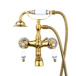 Baterie cada Venustar, montare pe perete, gold, cu broderie ceramica - imagine 6