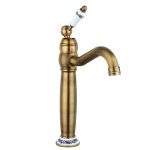 Baterie lavoar , Venustar, montare pe blat.bronz antichizat cu broderie ceramica