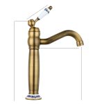 Baterie lavoar, Venustar, montare pe blat.bronz antichizat cu broderie ceramica+Ventil evacuare lavoar, bronz antichizat cu broderie - imagine 2