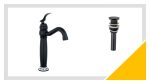 Baterie lavoar , Venustar, montare pe blat, negru mat cu broderie ceramica+ Ventil evacuare lavoar, negru mat cu broderie