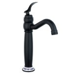 Baterie lavoar , Venustar, montare pe blat, negru mat cu broderie ceramica