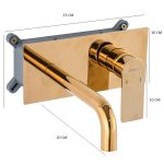 Baterie lavoar, Venustar,incastrata in perete, gold - imagine 3