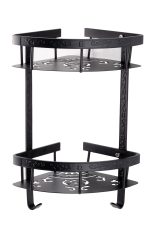 Etajera baie Venustar, dubla montare pe colt, negru mat 35cm X 30cm - imagine 2