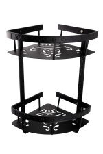 Etajera baie Venustar, dubla montare pe colt, negru mat 35cm X 30cm - imagine 5