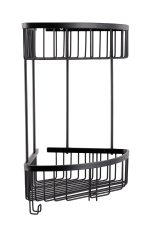 Etajera baie dubla, Venustar, montare pe colt negru mat - imagine 4