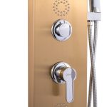 Panou de dus cu hidromasaj Venustar, inox 5 functii digital cu led, gold satin - imagine 4