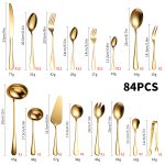 Set tacamuri stainless steel 84 piese, Venustar, gold - imagine 4