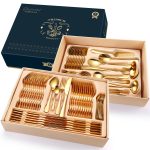 Set tacamuri stainless steel 84 piese, Venustar, gold