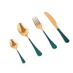Set tacamuri stainless stell, 24 piese, cu suport, Venustar, verde-gold - imagine 6