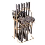 Set tacamuri stainless stell,24 piese, cu suport, Venustar, black