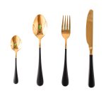 Set tacamuri stainless stell,24 piese, cu suport, Venustar, black-gold - imagine 7