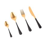 Set tacamuri stainless stell,24 piese, cu suport, Venustar, black-gold - imagine 8