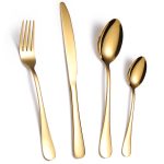 Set tacamuri stainless stell,24 piese, cu suport, Venustar, gold - imagine 2