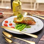 Set tacamuri stainless stell,24 piese, cu suport, Venustar, gold - imagine 10