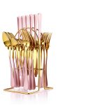 Set tacamuri stainless stell, 24 piese, cu suport, Venustar, rose-gold - imagine 2