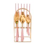 Set tacamuri stainless stell, 24 piese, cu suport, Venustar, rose-gold - imagine 6