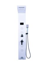 Panou de dus cu hidromasaj Venustar, inox 5 functii digital cu led, alb satin - imagine 6
