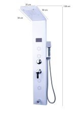 Panou de dus cu hidromasaj Venustar, inox 5 functii digital cu led, alb satin - imagine 5