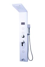 Panou de dus cu hidromasaj Venustar, inox 5 functii digital cu led, alb satin