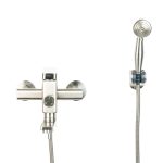 Baterie cada, Venustar montare pe perete, pipa medie mobila, inox satinat - imagine 4
