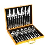 Set tacamuri din inox 24 piese, pentru 6 persoane, Venustar, luxury edition, crom