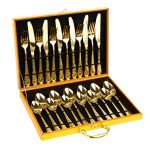 Set tacamuri din inox 24 piese, pentru 6 persoane, Venustar, luxury edition, gold - imagine 4
