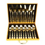 Set tacamuri din inox 24 piese, pentru 6 persoane, Venustar, luxury edition, gold