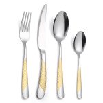 Set tacamuri din inox 24 piese, pentru 6 persoane, Venustar, luxury edition, crom-gold - imagine 2