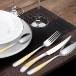 Set tacamuri din inox 24 piese, pentru 6 persoane, Venustar, luxury edition, crom-gold - imagine 7