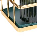 Suport tacamuri Venustar, cu doua recipiente si suport cutite, verde-gold - imagine 5