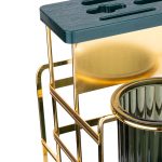 Suport tacamuri Venustar, cu doua recipiente si suport cutite, verde-gold - imagine 6